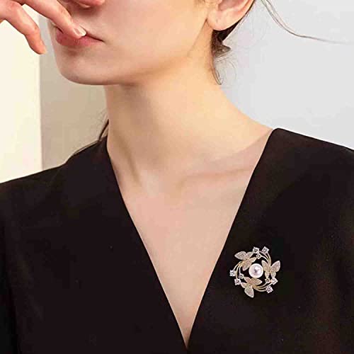 Crystal Pearl Flower Brooches Pins Fashion Beautiful Created Rhinestone Floral Brooch Good Idea for Party Dance Wedding Banquet for Elegant Women Girl - color: Butterfly Wreath