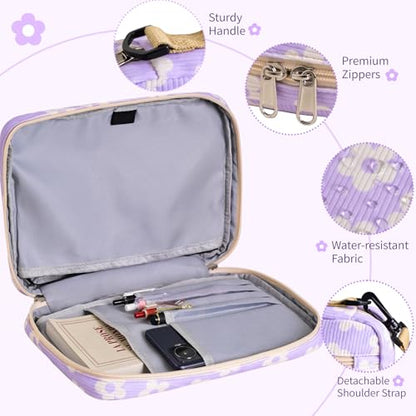 Bible Cover Case for Women Large Bible Cover for Girls Bible Study Supplies Accessories with Handle and Shoulder Strap | Durable - color: Flower-purple