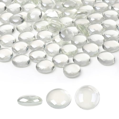 SUREAM 1 LB Flat Glass Marbles, Clear Glass Beads for Vases, Transparent Marbles Bulk for Decorative Centerpieces, Tank, Aquarium, DIY Craft - color: Clear, size: 1LB