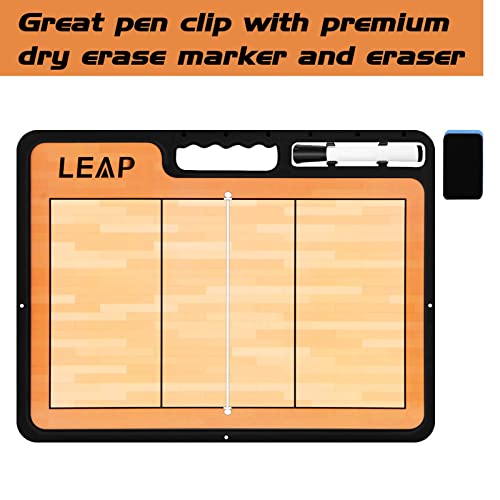 LEAP Coach Board Premium Tactical Clipboard Two Sides with Full & Half Court Dry Erase Marker Board for Basketball, Baseball, Soccer, Football, Hockey - color: Volleyball