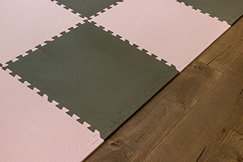 Square Brands Interlocking Gym Floor Tiles - Puzzle Foam Mats for Home Gym | MMA & Exercise | 3/8 - size: 144SQFT