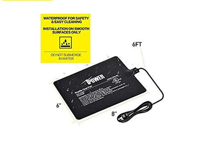 iPower Reptile Heat Pad 8W Under Tank Terrarium Warmer Heating Mat for Turtles Lizards Frogs and Other Small Animals, 6"x8" Inch - size: 6" x 8", style: Heat Pad