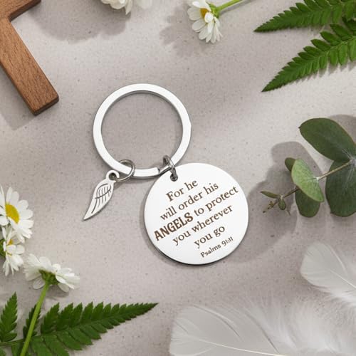 Bible Verse Keychain Christian Gifts Spiritual Religious for Men Women Friends Work Bestie Soul Sister Coworker Psalms 91 Faith Based Gifts Valentines Day Birthday Christmas Fathers Day Mothers Gift