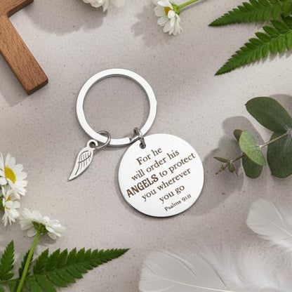 Bible Verse Keychain Christian Gifts Spiritual Religious for Men Women Friends Work Bestie Soul Sister Coworker Psalms 91 Faith Based Gifts Valentines Day Birthday Christmas Fathers Day Mothers Gift