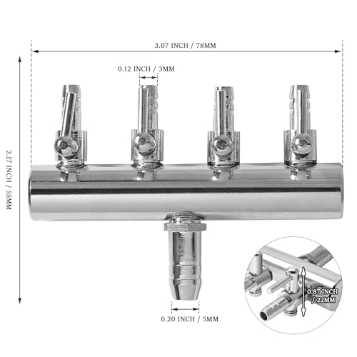 Aquarium Air Pump Valve, Aquarium Air Line Splitter Metal Fish Tank Distributor - size: 4 Way