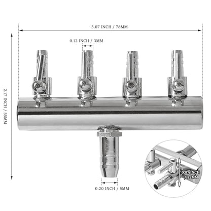Aquarium Air Pump Valve, Aquarium Air Line Splitter Metal Fish Tank Distributor - size: 4 Way