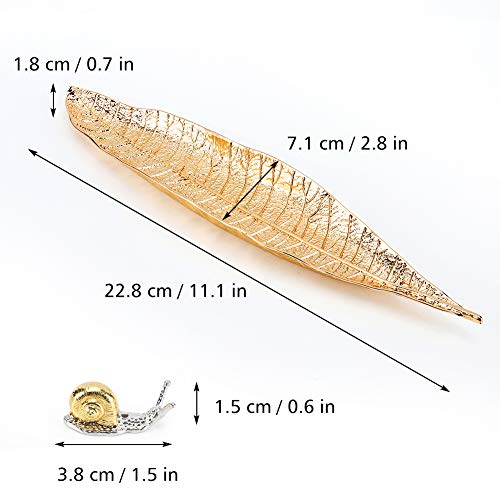 Accmor Incense Holder Set, Leaf and Snail Incense Burner, Incense Ash Catcher, Incense Sticks Holder for Counters, Meditation Room, Yoga, Home, Office, Gold - color: Gold