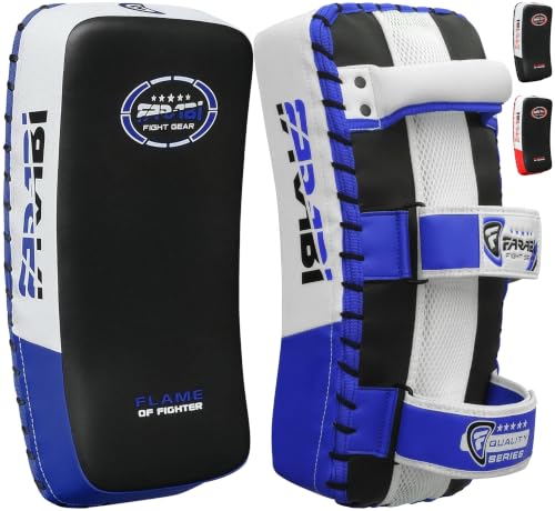 Farabi Thai Pad Training Kick Pad Curved Coaching Pad Kicking Mix Martial Arts x 1 Single Unit - color: Blue (Pair)