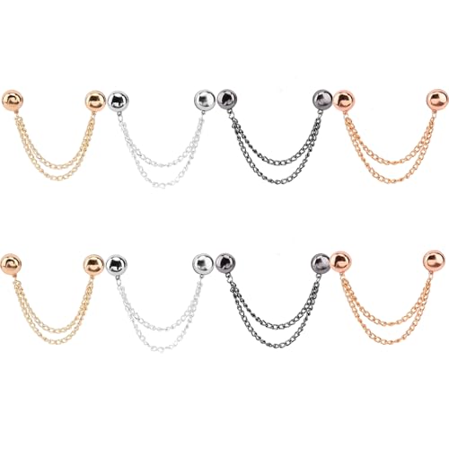 8 pcs Multi Functional Magnetic Clothes pegs, Round Magnetic Clothes pegs with Chains, Suitable for securing Shirts, T-Shirts, headscarves, Pants, and Skirts (4 Colors)