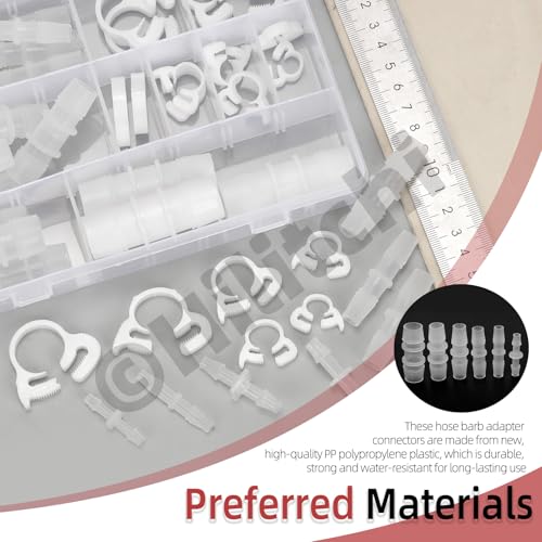 Hilitchi 48PCS 10 Sizes Plastic Hose Barb Fitting and 6 Sizes Nylon Strap Throat Hoop Assortment Kits M3.9-M19 Plastic Pipe Connectors Joint for Fuel Gas Liquid Air - style: No.3