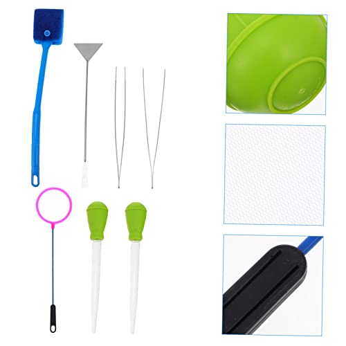 BESPORTBLE 7pcs Aquarium Cleaning Tool Kit Stainless Steel Tweezers Brush and Net for Efficient Fish Tank Maintenance and Plant Care