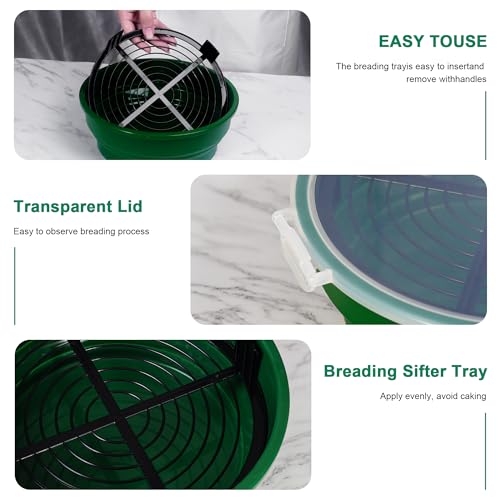Collapsible Batter Bowl - Breading Bowl Shaker with Lid , Olive Green - color: Olive Green