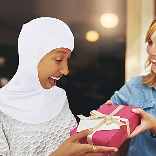 Geyoga Modal Hijab Cap for Women Adjustable Muslim Stretchy Turban Full Cover Shawl Cap Full Neck Coverage Small and medium - color: White