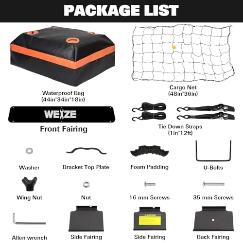 WEIZE 54" x 34" Heavy Duty Roof Rack Basket, 200LBS Universal Rooftop Cargo Basket with Waterproof Bag, Cargo Net & Tie Down Straps, Steel Luggage Holder for Car SUV Truck - size: 54" x 34" x 6"