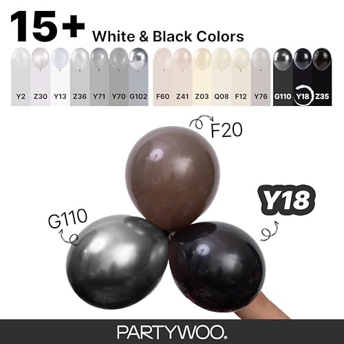 PartyWoo Black Balloons 128pcs Different Sizes of 18 12 10 5 Inch - color: Black-y18