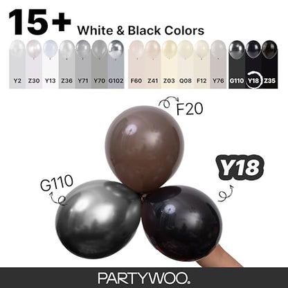 PartyWoo Black Balloons 128pcs Different Sizes of 18 12 10 5 Inch - color: Black-y18