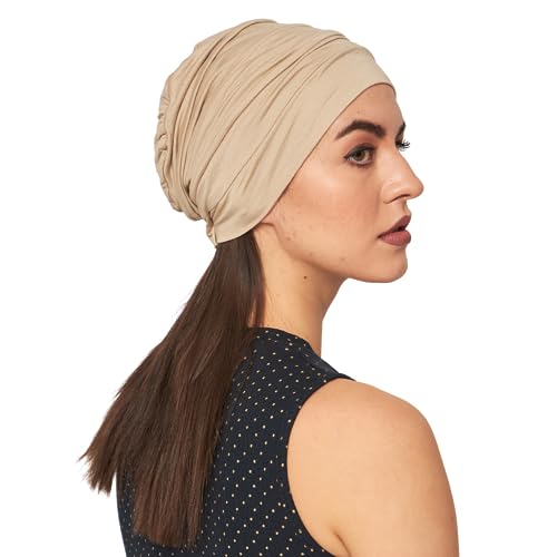 Chemo Silky Soft Slouchy Snood Bamboo Cap Beanie for Women Cancer Hair Loss Turban Hat Chemo Headwear Women - color: Ss200beige