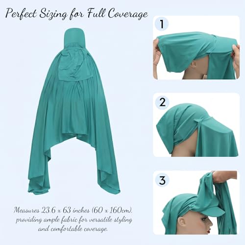 ZLYC Women Muslim Hijab Scarf with Visor Built-in Undercap Sun Protection Headwrap - color: Solid Copper Blue