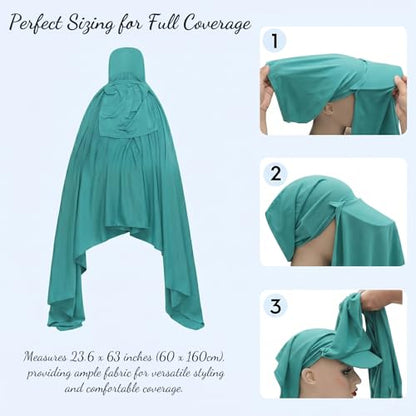 ZLYC Women Muslim Hijab Scarf with Visor Built-in Undercap Sun Protection Headwrap - color: Solid Copper Blue