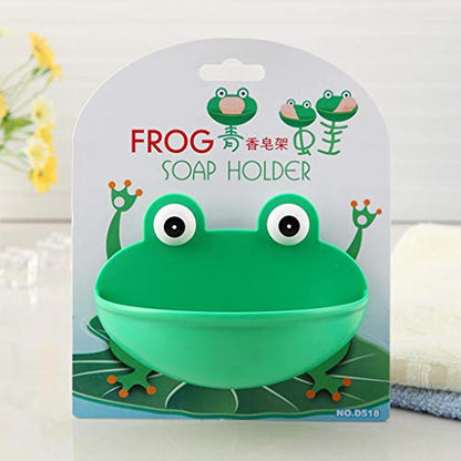 Frogs Shaped Soap Dish Holder with Suction Cups Kitchen Bathroom Soapbox for Case Household Accessory Planter Desktop Decoration