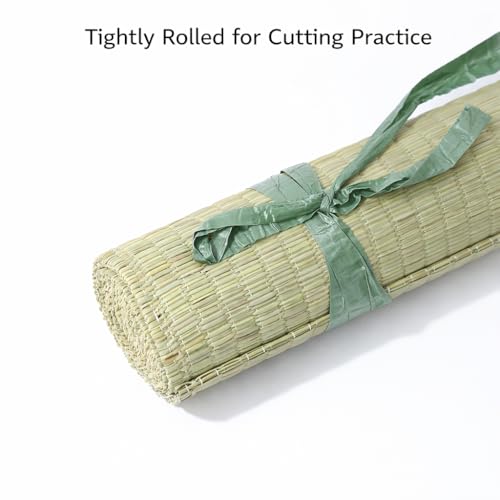 Tatami Mat for Sword Cutting – 5 Pack 59 x 34.5 Inch Light Green Rolled Rush Grass Targets, Japanese Standard Tatami Omote Construction for Martial Arts Test Cutting Practice and Dojo Training
