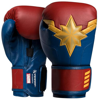 Hayabusa Marvel Hero Elite Boxing Gloves | Sparring and Training, Muay Thai Kickboxing, Fight Ready, Licensed Design, Padded Knuckle, 10oz 12oz 16oz, Men and Women - color: Captain Marvel, size: 16oz
