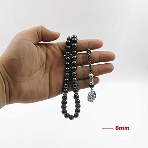 albasha Tasbih Natural Hematite Misbaha muslim prayer beads islamic stone Rosary bracelet gifts for EID Adha Arab jewelry - color: 66 beads, size: 8mm
