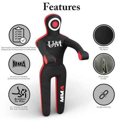 UM Supplies Premium Grappling Unfilled Wrestling Multipurpose Dummy for MMA, BJJ, Judo, Karate, Jiu Jitsu,Punching Dummy | Unmatched Quality PC Fabric- (Unfilled)