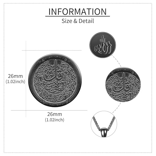 Allah Necklace S925 Sterling Silver Islamic Muslim Necklace Arabic Pendant Necklaces Religious Jewelry Gifts for Men Women