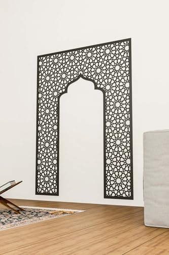 SODEF Wooden Mihrab Wall Decor for Prayer Room - Islamic Wall Art for Home Office Mosque - Turkish Wood Art 88x120 cm - Модел 8