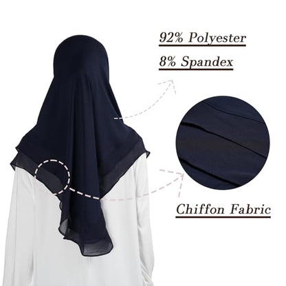 Hijab for Women Muslim Patterned Headscarf Arabian Headscarf Islamic Khimar Prayer Cloth Hijab Scarf for Women - color: Navy