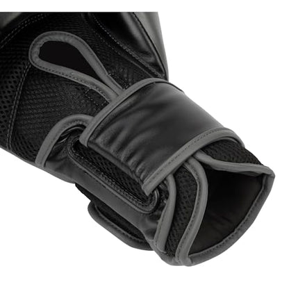 Everlast Powerlock 2 Hook & Loop Boxing Gloves | Fight Training Gloves | Hook and Loop with Durable Hand & Wrist Support | Heavy Bag & Fitness Training - color: Black / Gray, size: 12 oz