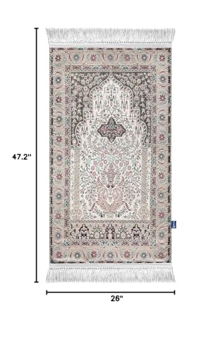 Naseej Prayer Mat Collection – Woven Islamic Design, Cushioned for Comfort (Pastel Mihrab)