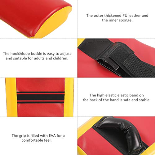 Taekwondo Block Target, Kickboxing Training Equipment, Curved Kick Pad with High - Density Sponge and PU Leather for Adults and Kids, Ergonomic Hand Guard for Martial - color: Red Yellow