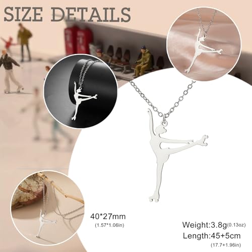 Dreamtimes Ice Skater Necklace Skating Charm Sports Pendant Necklace Ice Skating Sport Pendant Necklace Inspirational Jewelry for Women Skate Lover - color: Silver-1