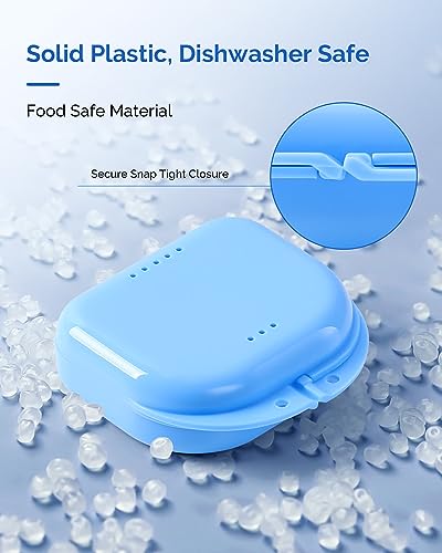 JMU 2 Pcs Retainer Case with Vent Holes, Orthodontic Storage Case | Blue and White, Dental Mouth Guard Holder, Travel Box for Aligner with Snap Lock - color: Blue/White