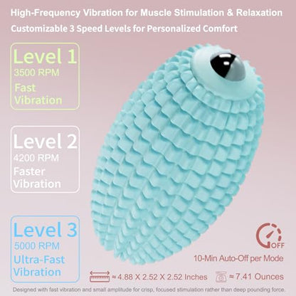 Vibrating Massage Ball for Plantar Fasciitis, Silicone Trigger Point, Myofascial Massage Ball, Deep Tissue Roller for Back, Neck, Foot, Muscle Recovery, Hip & Psoas Release Tool (Blue) - color: Blue