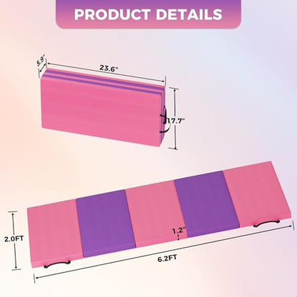 4-Fold Folding Gym Mat, 6x8 Feet 2-Inch Thick Extra Firm, High Density Tumbling Exercise Mat for Home Gym, Gymnastics, Martial Arts, Yoga & Pilates, Non-Slip Portable Floor Mat - color: Five-fold cushion