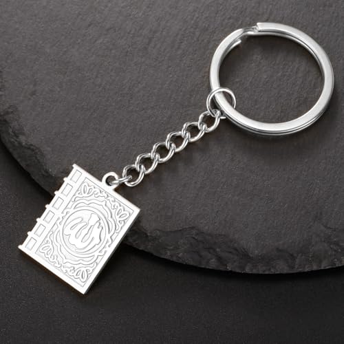 Keychain with Allah Square-shaped Keychain Islam Surah Koran Muslim Amulet Allah Keyrings Religious Keychain Jewelry - color: Allah-k-s