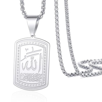 VASSAGO Allah Necklace for Women Men Stainless Steel Islamic Muslim Pendant Islam Religious Charm Jewelry Gift - color: Silver Islam Necklace