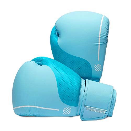 Sanabul Easter Egg Boxing Gloves for Women, Pro Training MMA Kickboxing Muay Thai Gloves, Sparring Punching Heavy Bag - color: Ice Blue, size: 8 oz