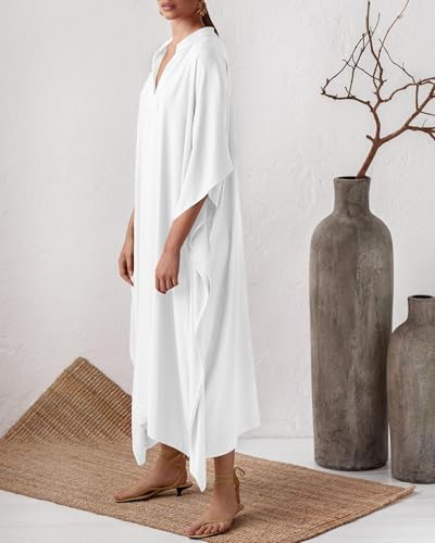 Bsubseach Women Kaftan Dresses Caftan Maxi Dress Swimsuit Cover Up Moomoo - color: B-white