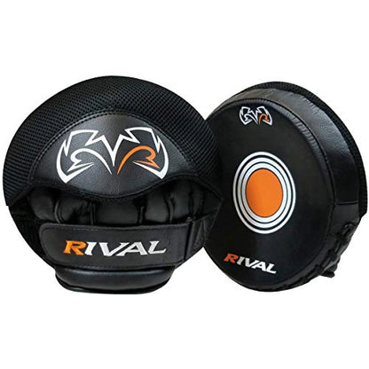 RIVAL Boxing RPM5 2.0 Parabolic Punch Mitts - Perfect for Precision and Combination Punching, 7" Diameter Striking Surface - color: Black