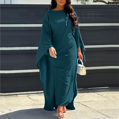 Muslim Dresses for Women One-Piece Long Sleeve Islamic Prayer Dress O Neck Slim Fit Islamic Evening Gown - color: Green, size: XX-Large