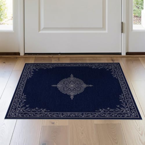 2'x3' Blue Deep Medallion Prayer Design Washable Accent Rug - color: Blue/Pattern 12, size: 2' x 3' (Rectangular)