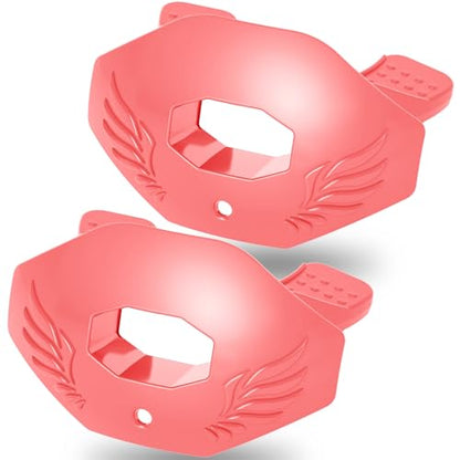 2Pcs Youth Football Mouthguard,Football Mouthpiece with Strap,No Boil. | Soft and Durable, Maximum Breathing Channel, - color: Pink