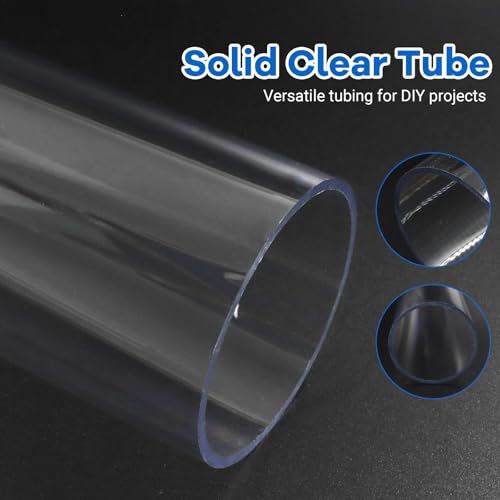Luomorgo Clear PC Rigid Tubing Pipe, 1 Pack, Round Plastic Tube | 1.81 Inch (46mm) ID x 1.97 Inch (50mm) OD x 12 Inch (305mm) Length, for Fish Tank, Water Pipe & DIY Lighting - size: 46mmx50mm