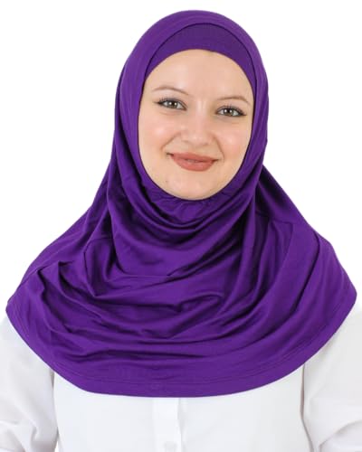 Prien Chic Ready To Wear Hijab For Women, Muslim Long Turban Undercap Set, Instant Scarf, Prayer Clothes For Girls, Abaya - color: Purple
