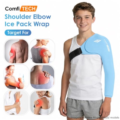 ComfiTECH Shoulder Arm Ice Pack Wrap for Pitcher & Recovery, Blue, S | Flexible Gel Ice Pack for Shoulder & Elbow & Arm Cooling, Adjustable Arm Cold Sleeve for Throwing Recovery & Muscle Comfort - size: Small, style: Blue