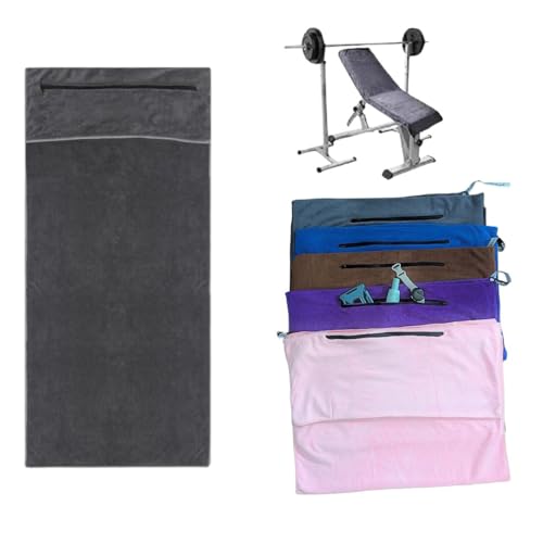 Angelica & Co Microfiber Fast Drying Gym Towel with Phone Pocket, Zipper, Fitness, Pilates, Yoga Mat Cover, Bench Cover, Camping - Brown L - color: Brown